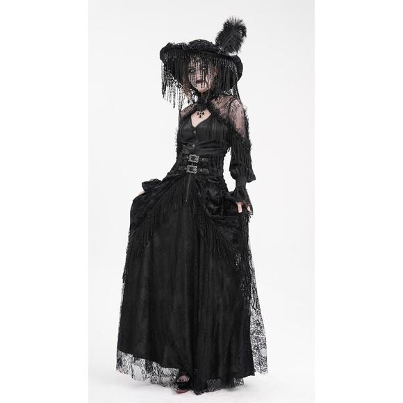 Devil Fashion Gothic Victorian High Waist Rose Velvet Aristocrat Skirt - Picture 15 of 17